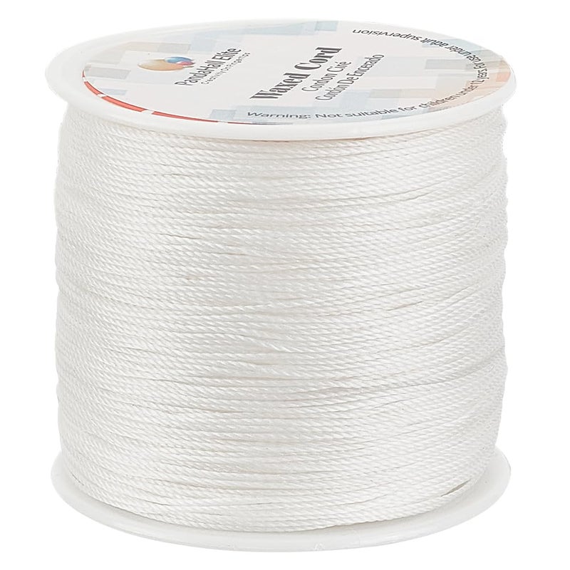 PH PandaHall PandaHall Elite 116 Yards 0.5mm Round Waxed Polyester Cord Thread Beading String for Jewelry Making and Macrame Supplies White - Image 1